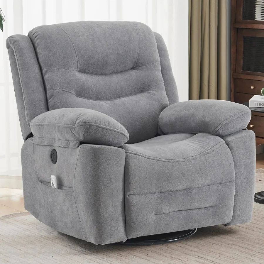 Power Swivel Rocker Recliner with Massage and Heat USB Port Infinite Position Oversized Electric Glider Rocking Chairs Living R