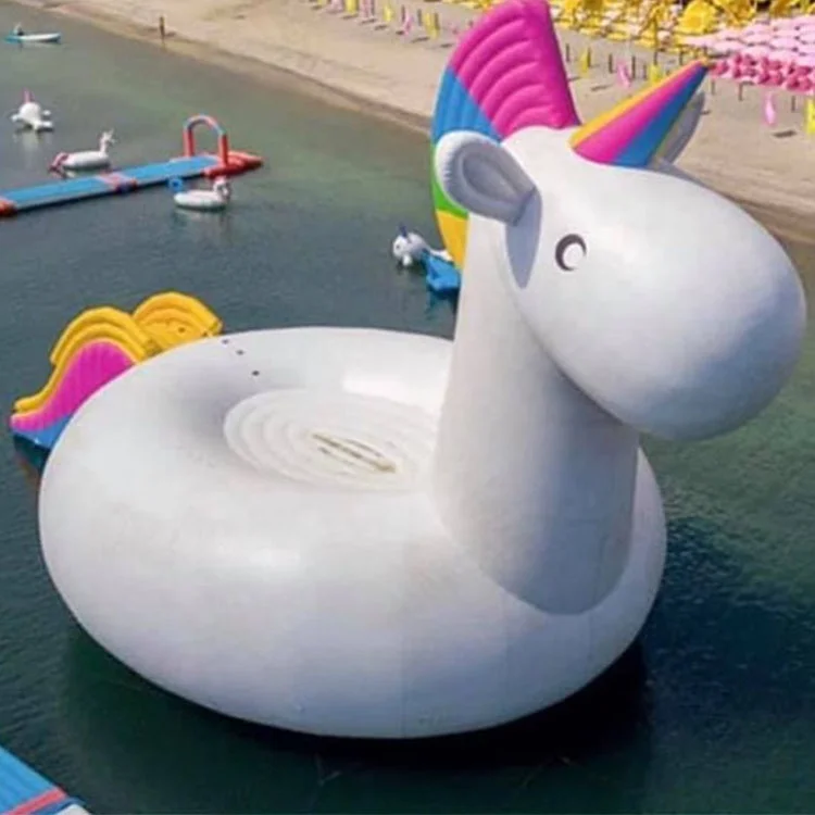 

Huge Unicorn Inflatable Float Portable Water Slide Floating Playground Island