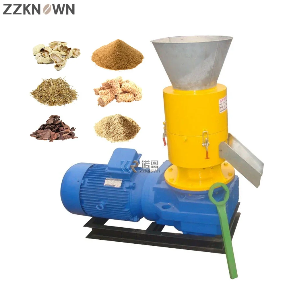 OEM High Efficiency Wood Pellet Machinery 100-150kg/h Biomass Fuel Pellet Mill Flat Die Sawdust Granulator With Electric Motor