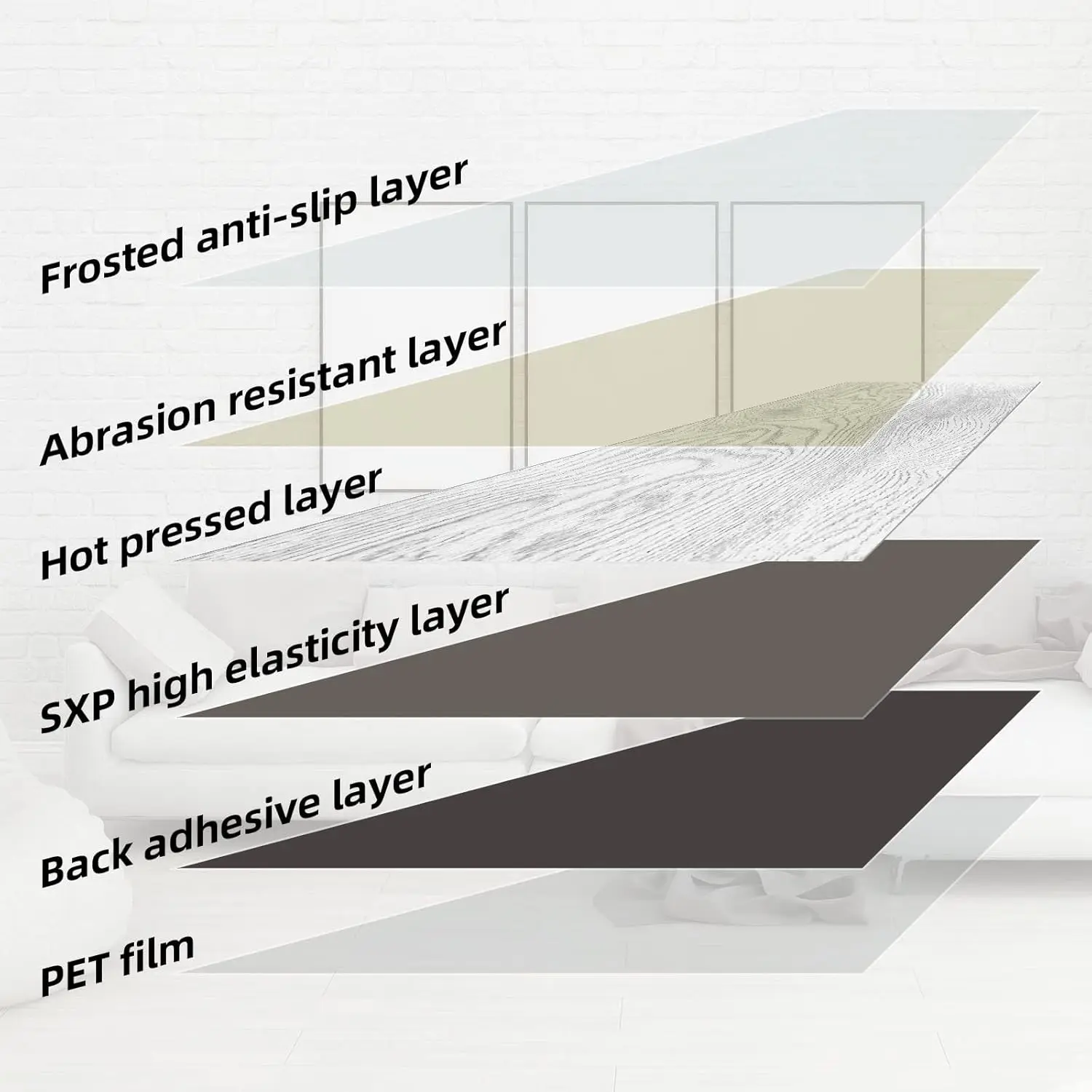 16-Pack 24 Sq. Federation, Carrelage de sol peler et coller, Plancher en bois vinyle, 6 en effet x 36 en effet Imperméable et arrangPlanches de bois de Mars (Gris)