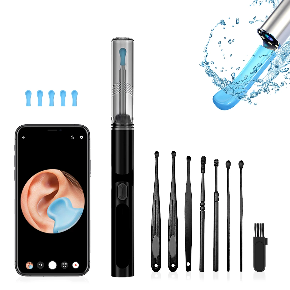 

Инструмент для удаления ушной серы, камера, 8 шт., набор для удаления ушной серы, очиститель ушей с камерой и камерой, 1080p HD Wireless