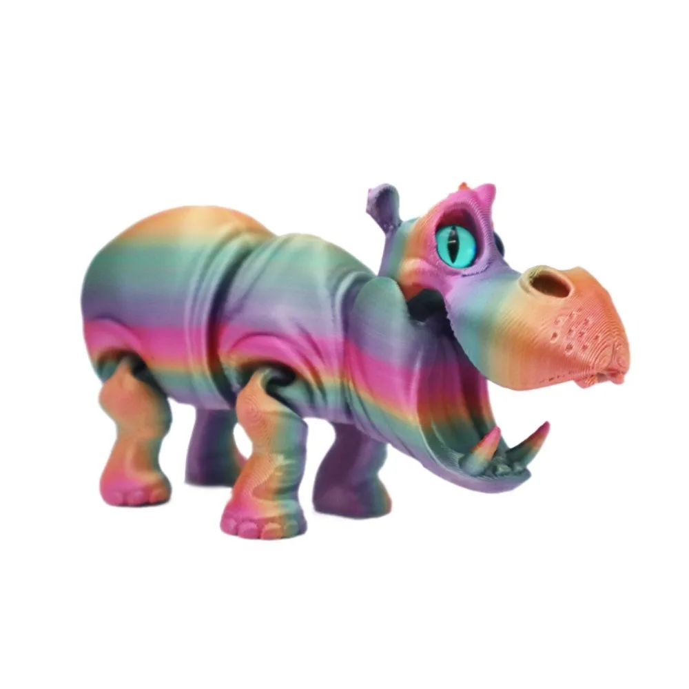 

PLA Hippopotamus Handicraft Ornaments Sensory Multi-jointed 3D Printed Hippopotamus Figurines Movable Mini