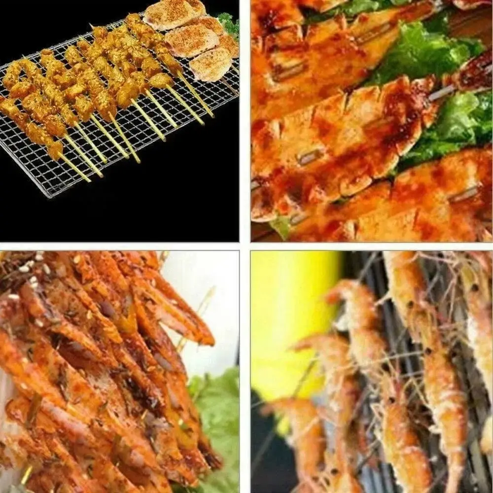 Durable Stainless Steel Fish Grilling Rack Double-sided Square Meat Grilling Rack High Temperature Resistant Thickened BBQ Grill