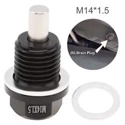 M14 x 1.5 Magnetic Oil Drain Plug Aviation Aluminum with Crush Washer Gasket Fit for Ford / GM / Hyundai / KIA