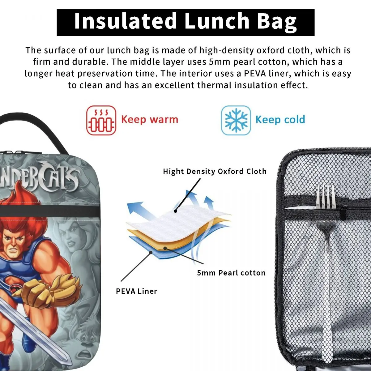 Custom Thundercats HiMan Lunch Bag Women Cooler Warm Insulated Lunch Box for Kids School Children