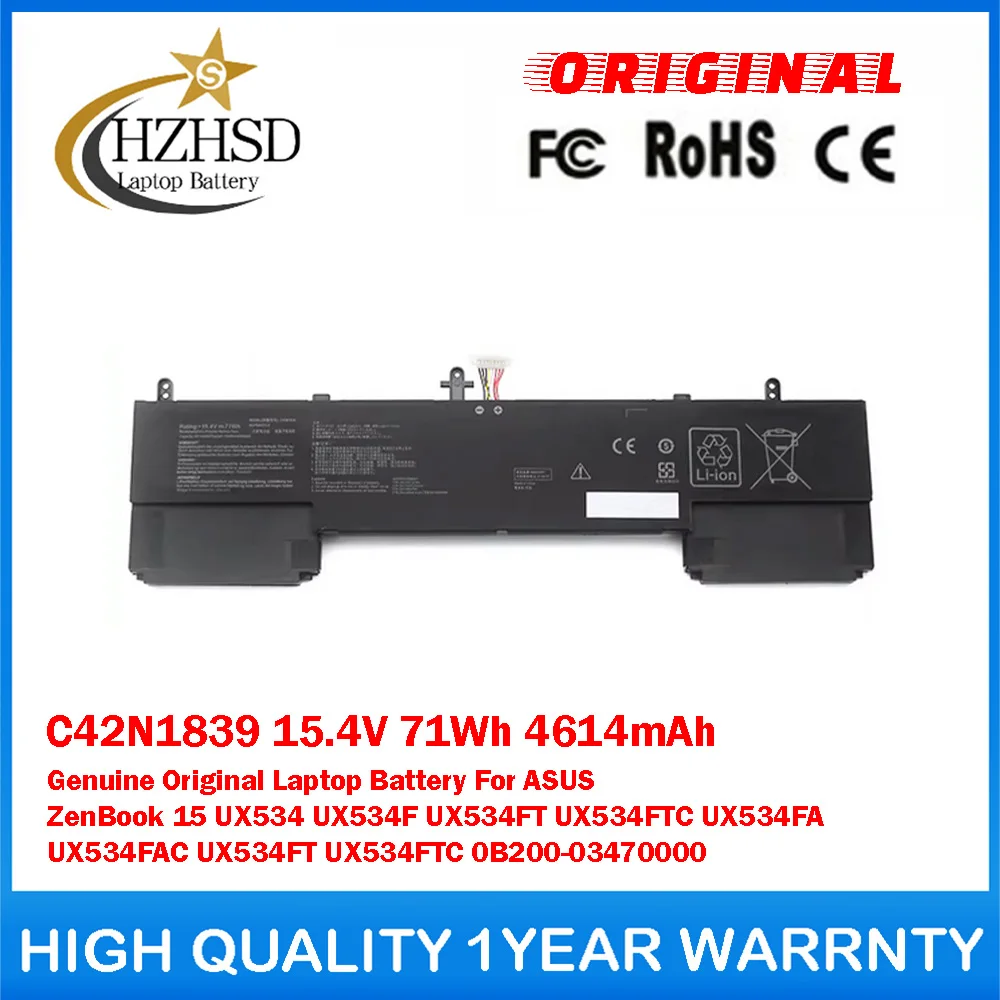 

C42N1839 15.4V 71Wh 4614mAh Genuine Original Laptop Battery For ASUS ZenBook 15 UX534 UX534F UX534FT UX534FTC UX534FA UX534FAC