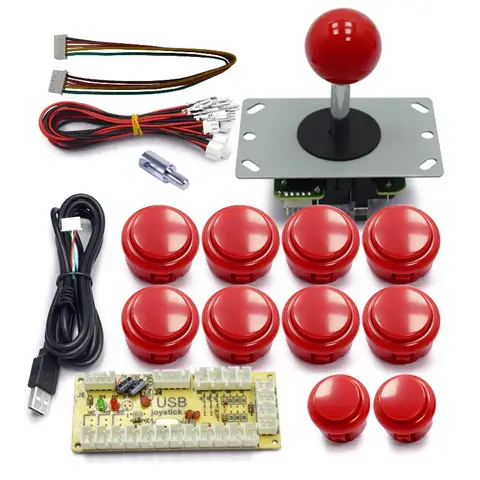 푸시 버튼 복사용 제로 지연 아케이드 캐비닛 DIY 키트 SANWA 조이스틱 1 플레이어 코인 USB to PC / Raspberry Pi