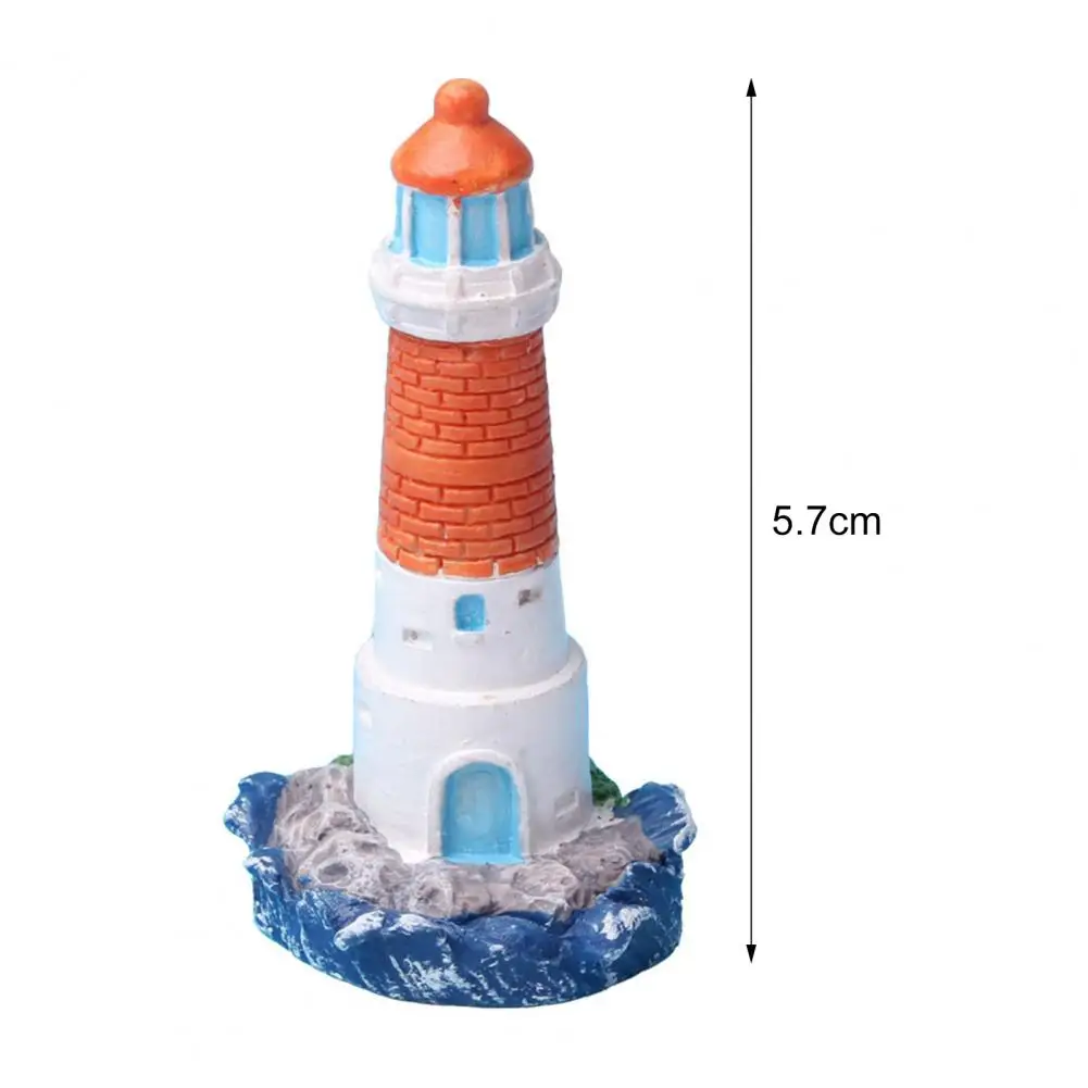 Small  Lighthouse Miniature Resin Micro Landscape Lighthouse Figurine Lovely Vivid Garden Miniature for Backyard