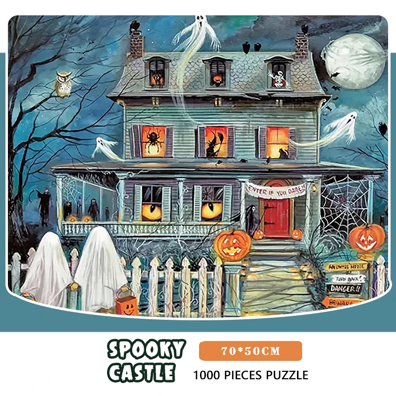 

70*50 см 1000 шт., бумажные головоломки для взрослых, жуткий замок, серия Хэллоуина, сложность, головоломки, домашний настенный декор