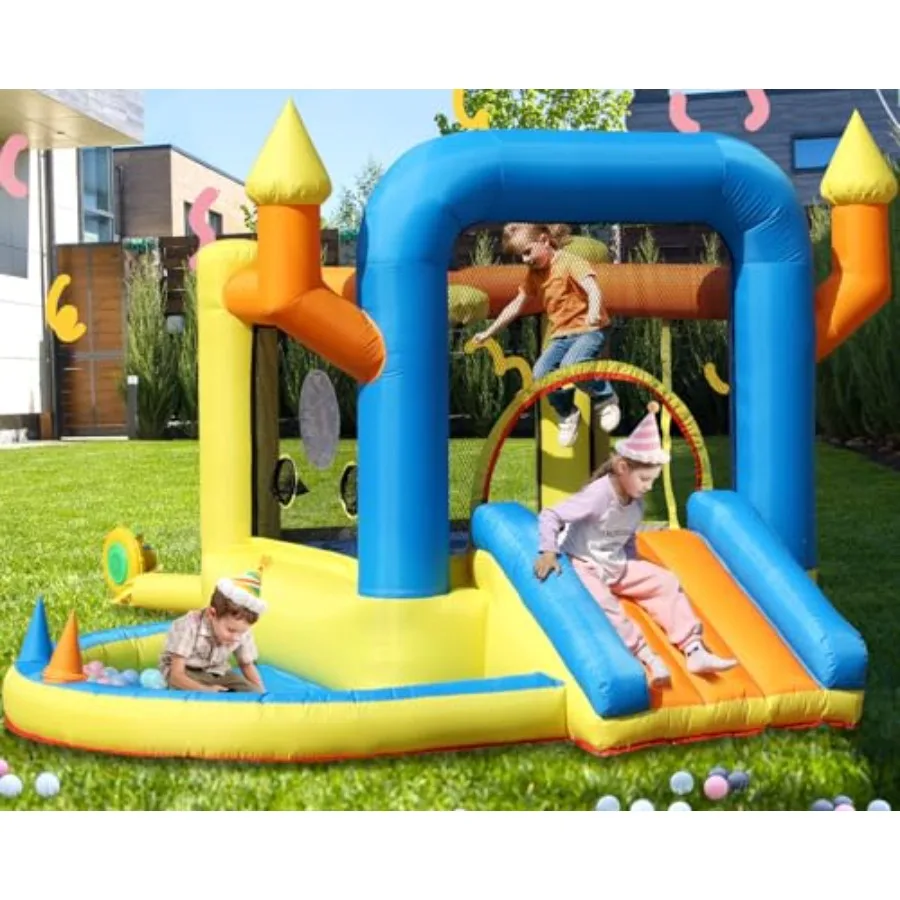 

Надувной батут для детей 3-12 лет с воздуходувкой UL, портативный, большой, с бассейном для шариков, 3-в-1, из материала Оксфорд, 9,3 фута (длина)