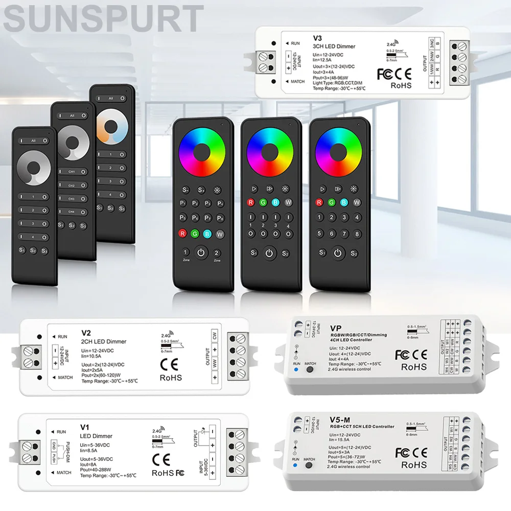 

1-10 шт. светодиодный контроллер Skydance DC12V-24V одноцветный CCT RGB RGBWW RGBCCT 2,4G RF контроллер для линейных лент V1 V2 V3 VP V5-M