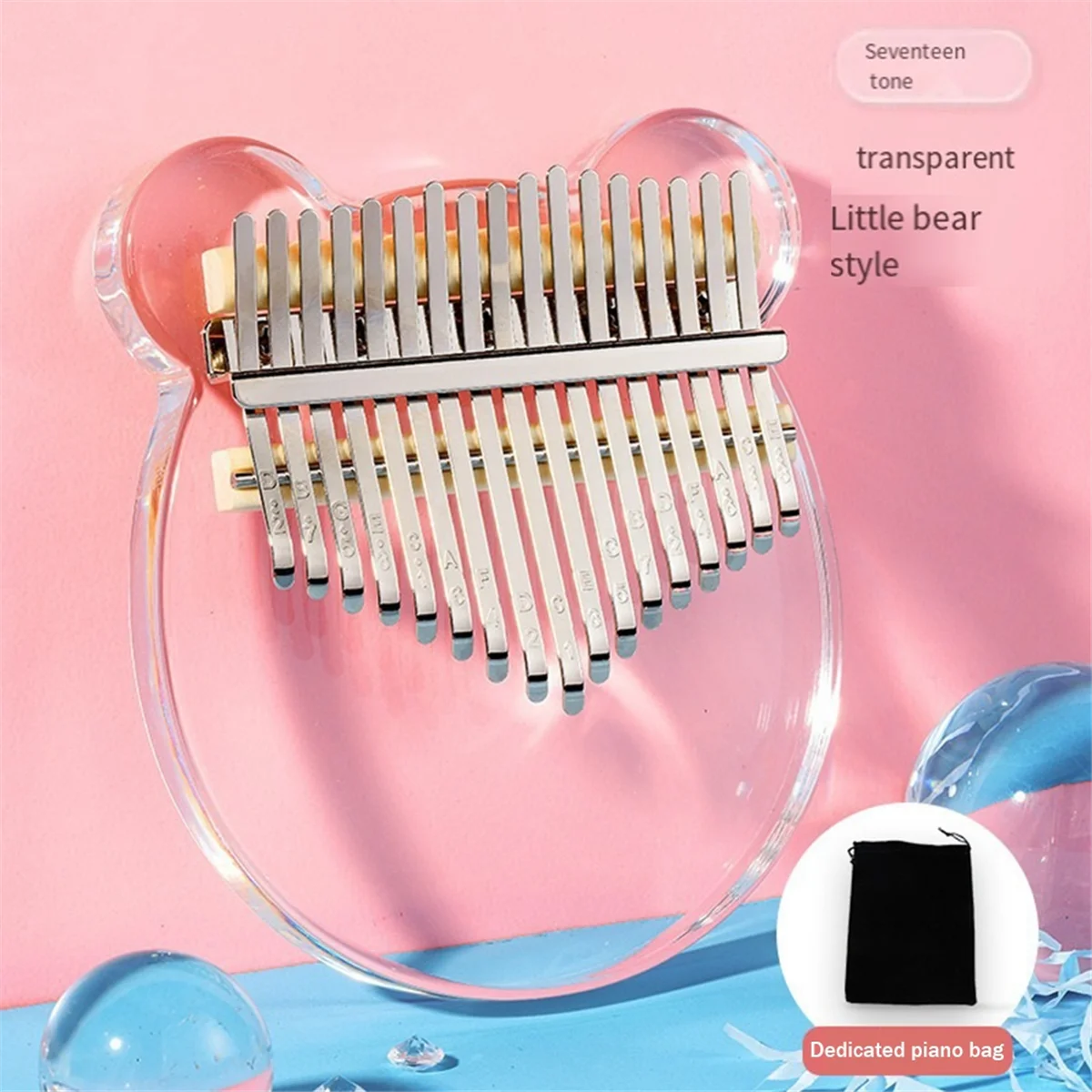 

2025 New Kalimba 17-key Transparent Acrylic Thumb Piano Instrument Clear Transparent Acrylic Finger Piano Instrument