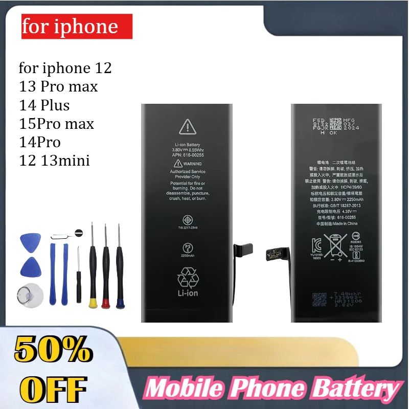 

Высококачественные сменные аккумуляторы для мобильных телефонов для Iphone 12 13 Pro Max 14 Plus 14Pro 12 13 mini аккумулятор