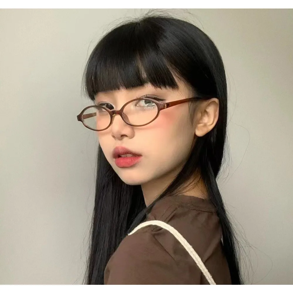 Women Retro Oval Glasses Girls Red Green Frame Eyewear Decorative Computer Reading Anti-blue Eyeglasses Gafas De Sol Hombre