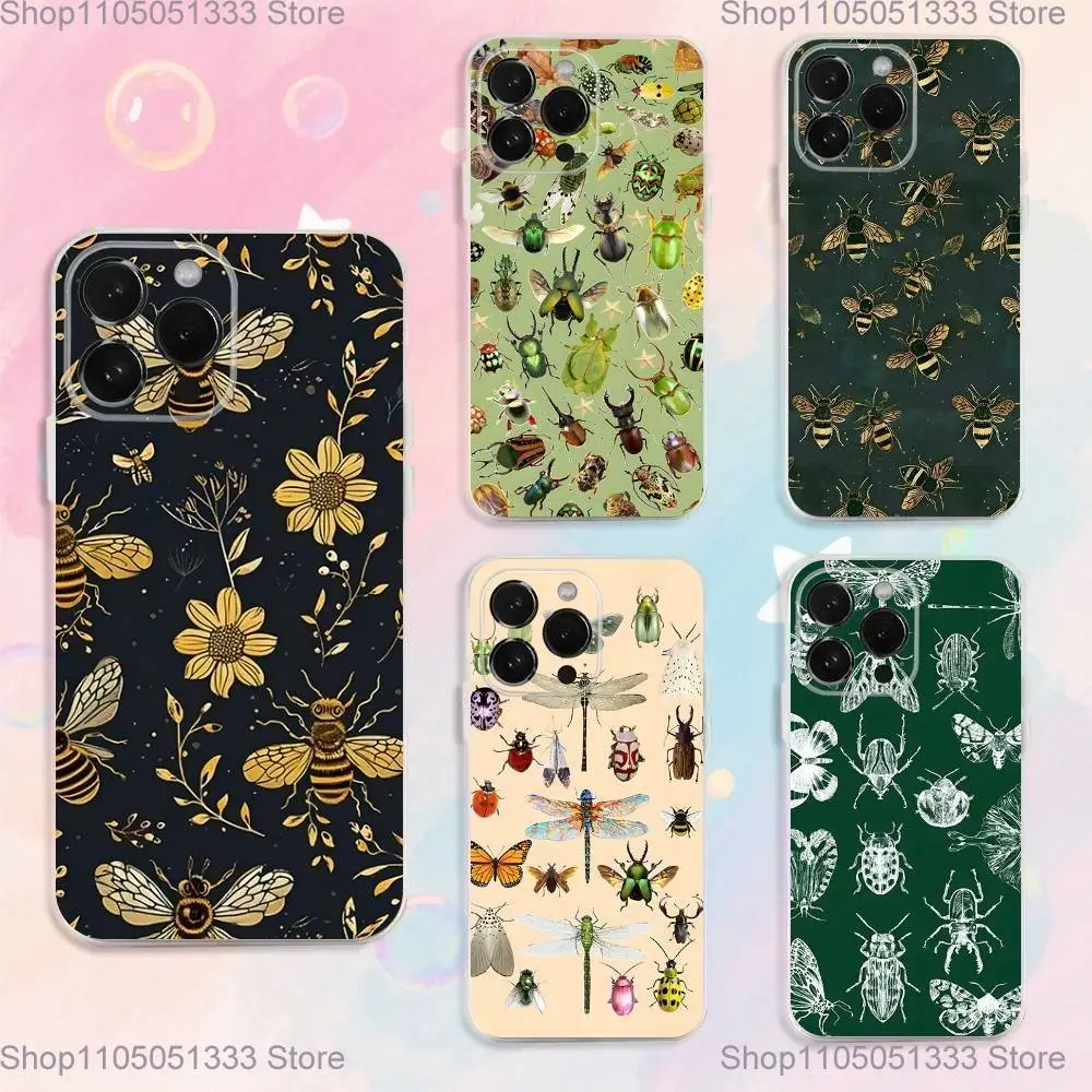 

Biology Art Bugs And Insects Phone Case For iPhone 17,16,15,14,13,12,11 Plus,Pro,Max,XR,XS,Plus,E,SE4,Mini Transparent Cover