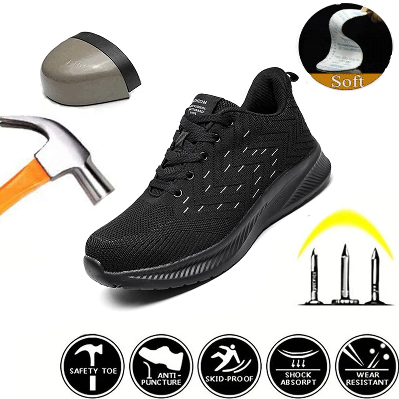 2024 New Work and Sports Shoes Steel Toe Men\'s Safety Shoes Anti Smashing and Anti Piercing Fashion Safety Shoes