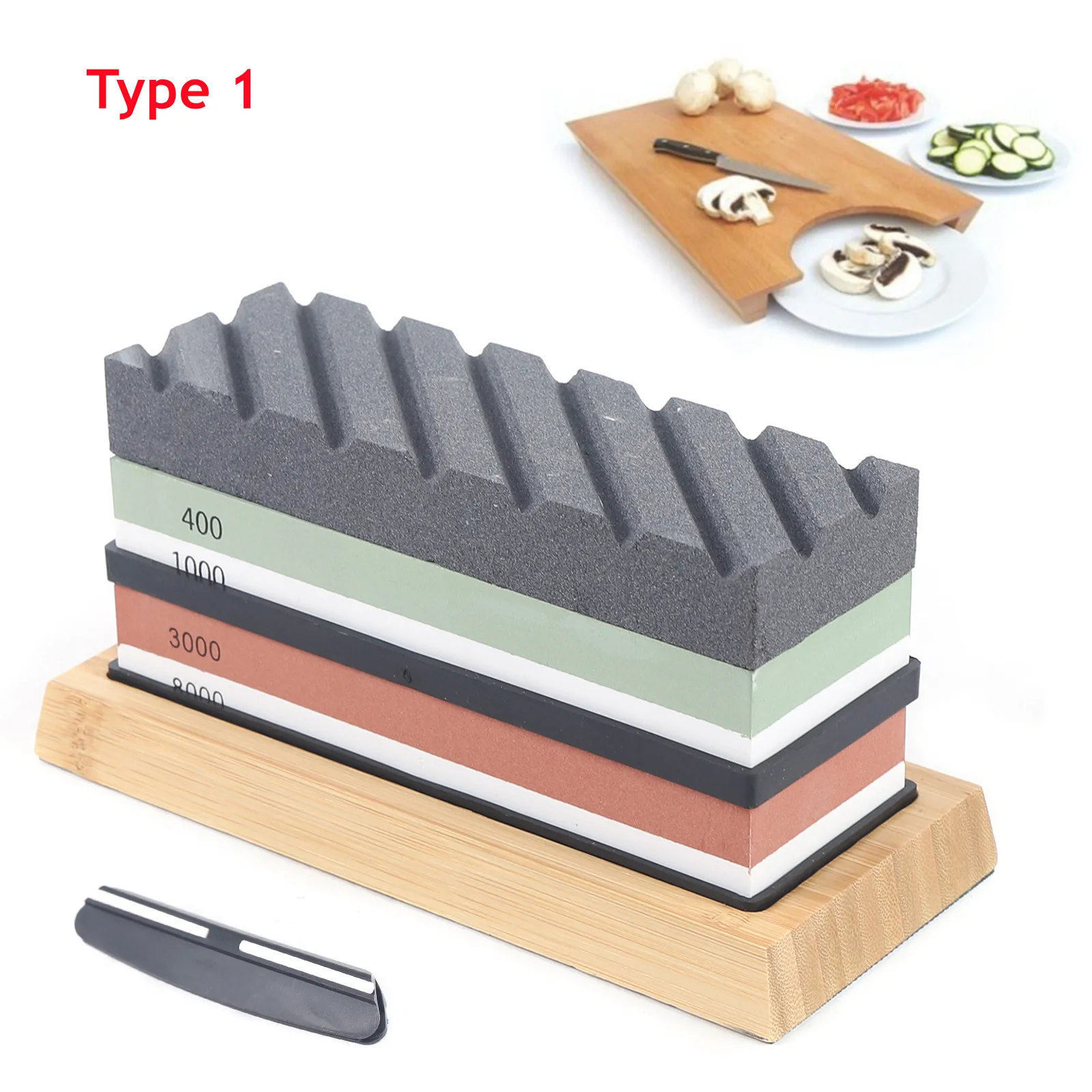 Whetstone Sharpening Stone set, 400/1000, 3000/8000 Grit, Double-Sided Grinding Stone, Whetstone with Black Slotted Oilstone