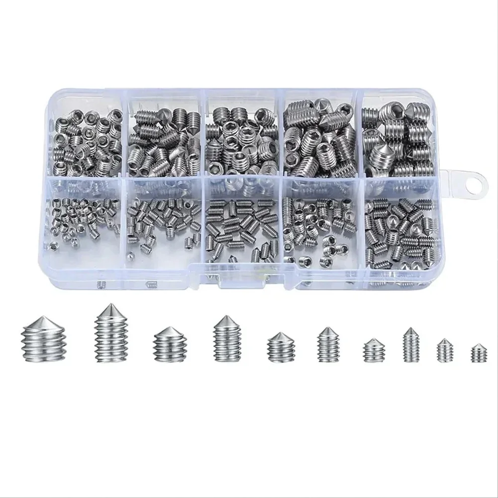 Home Repair Hexagon Socket Screws Tapered End Set Screws 250 Pieces Set Strong Rust Resistance Clean Cut Edges