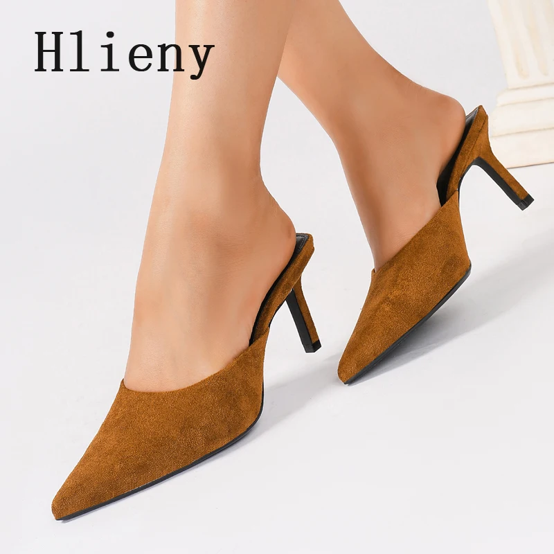 

Hlieny 2026 Spring Pointed Toe Women Slipper Fashion Ladies Elegant Dress Sandals High Heels Slip on Mules Slides Shoes Pumps