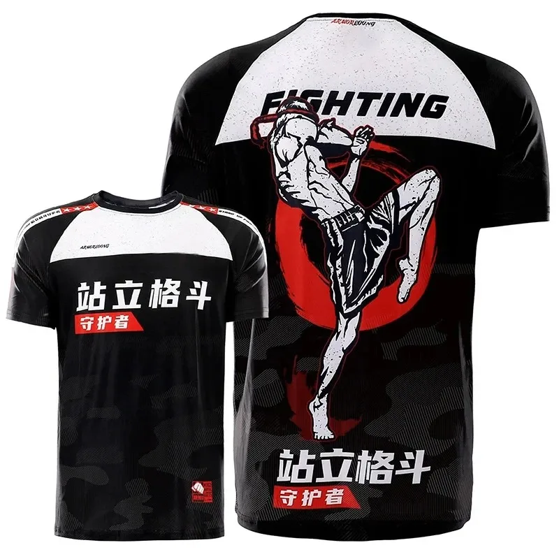 Nowa letnia koszulka z motywem Muay Thai z grafiką i krótkim rękawem T-shirty MMA dla mężczyzn fajne Hip hopowe sporty gimnastyczne Plus duże