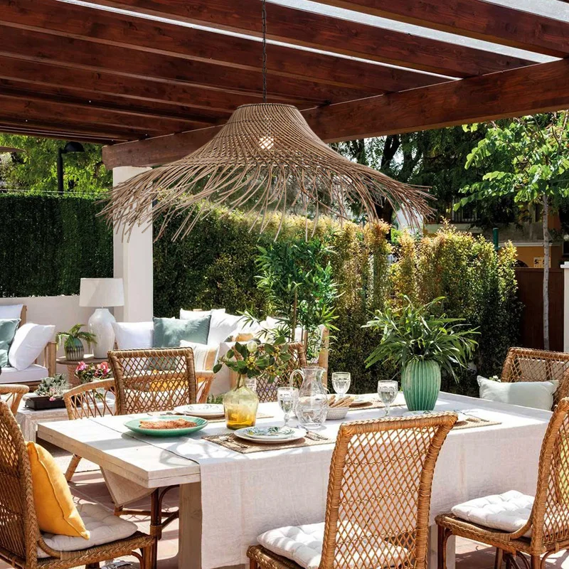 

Personalized Art Exhibition Hall Lamp Homestay Hotel Southeast Asian Straw Pendant Lamp