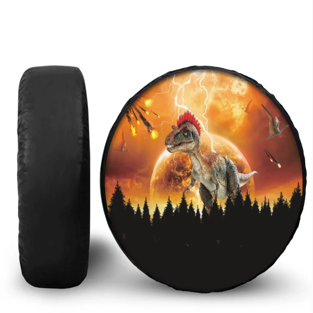 1 x estilo do carro pata coração impressão dinossauro tartaruga plutônio pvc couro capa de pneu sobressalente para honda toyota jeep roda traseira cobre protetor