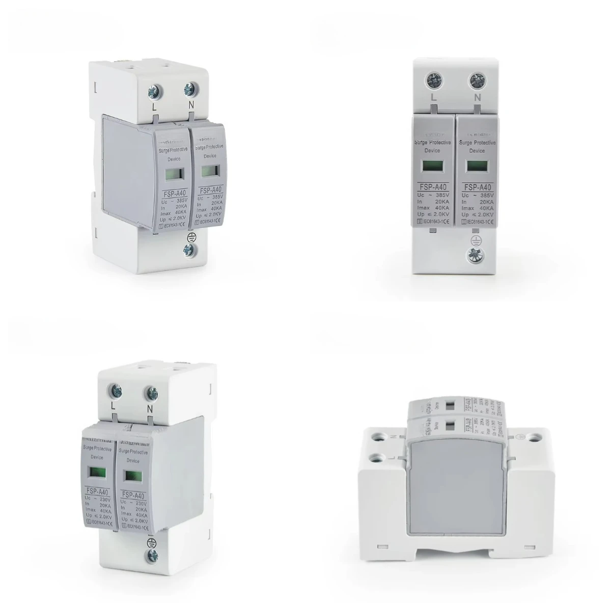 

2P 20-40KA AC SPD Surge Protector 230V/275V 358V/420V Solar PV System Lightning Arrester with CE