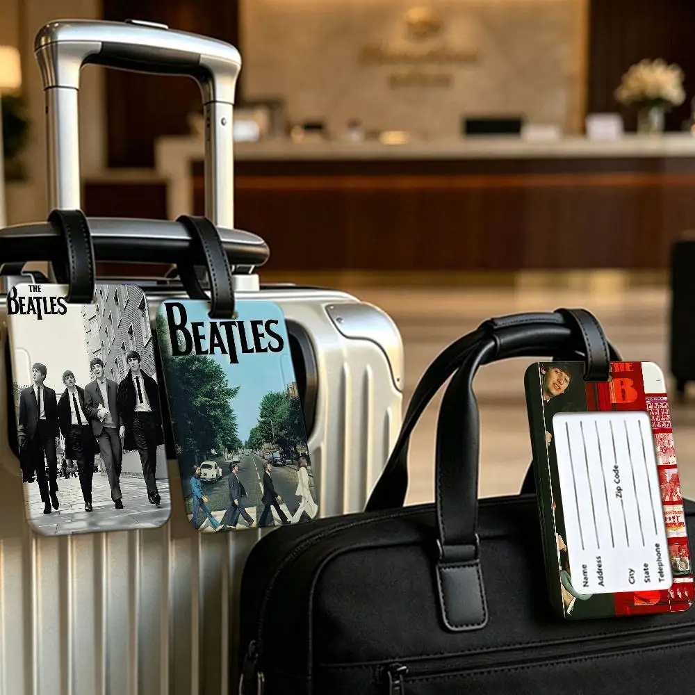 Famous Rock Band The B-Beatles Anti lost PVC Suitcase Tag With Info Card Lightweight Baggage Identifier For Daily Trip