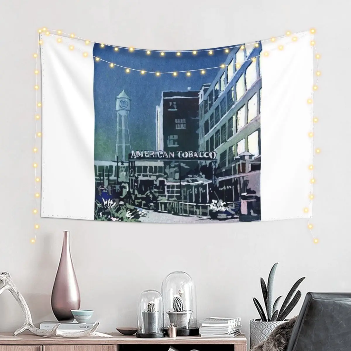 American Tobacco Campus in downtown Durham, NC at sunset. Tapestry Decoration For Bedroom Aesthetic Home Decor Tapestry