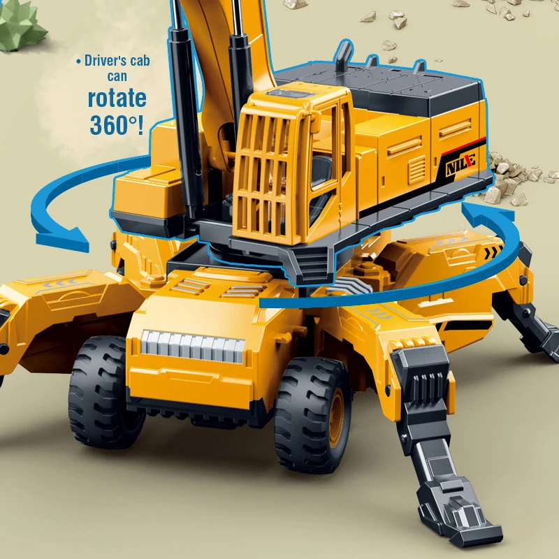1:50 慣性ミニカー変形エンジニアリング車両子供のおもちゃモデル掘削機車のおもちゃ男の子子供のためのクリスマスギフト