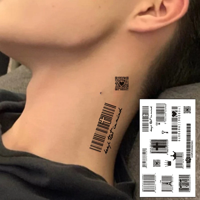 Mini Size Body Art Sex Waterproof Temporary Tattoos For Men And Women Individuality 3d Love Barcode Design Tattoo Sticker