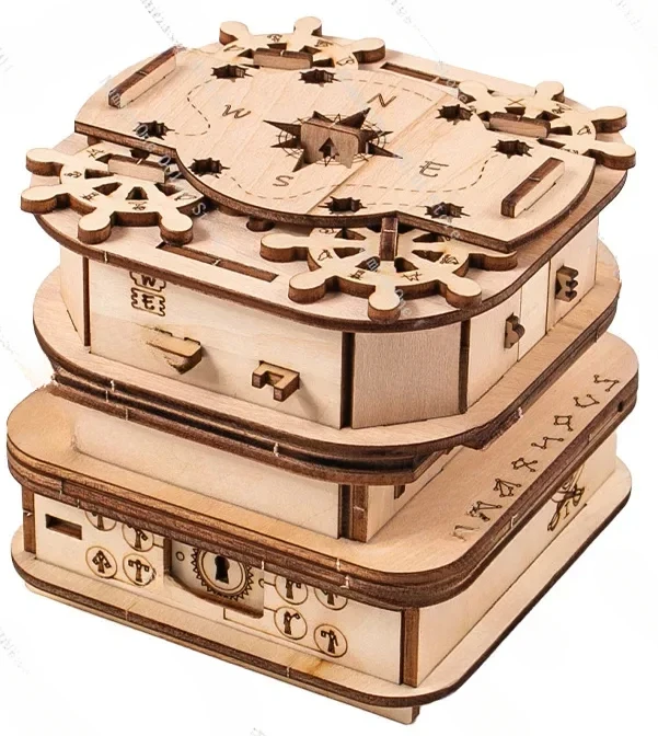 Escape Room Puzzle Box Gift Box 3D Wooden Puzzle for Adults Brain Teaser Birthday Gift Gadget for Men Money Box Brain-burning