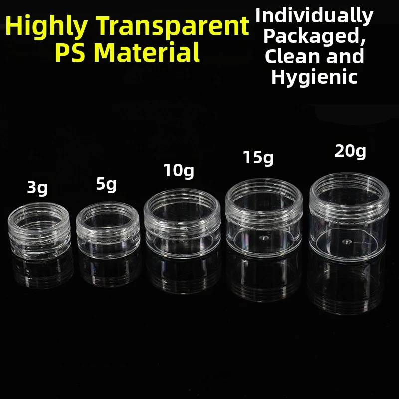 10g 15g 20g Transparent Sample Jars Pot Containers for Cosmetic Makeup Face Cream Lip Balms Storage