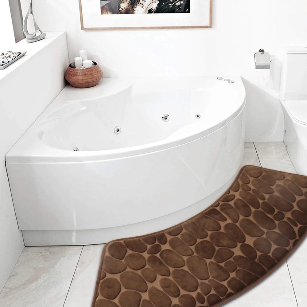 Curved Shower Mat Washable Curved  Non Slip Bathroom Anti Slip Mat For Shower Laundry Room Living Room Tub Bathroom Mat