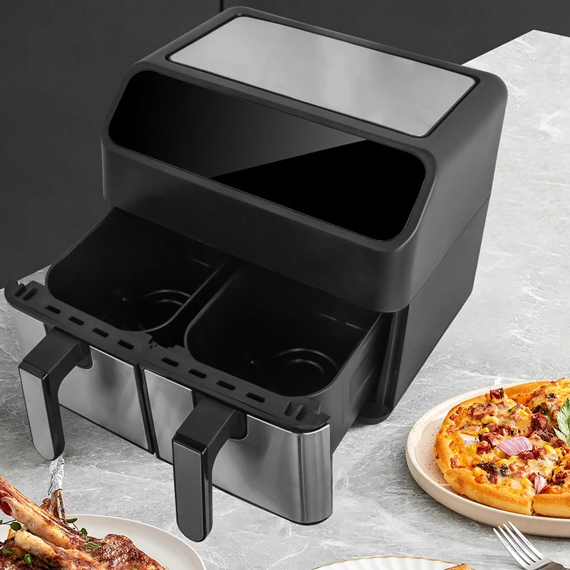 Dual-Pot Air Fryer Multifunctional Large-Capacity Smart Oven with Viewing Window Steam-Tender Frying Built-in Recipes 3D Hot Air