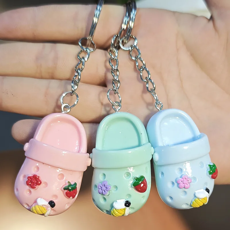 keychain sandal PVC Shoe Charms For Clogs Accessories Women Beach Bag Sandals Buckle Pin DIY Jewelry Decoration