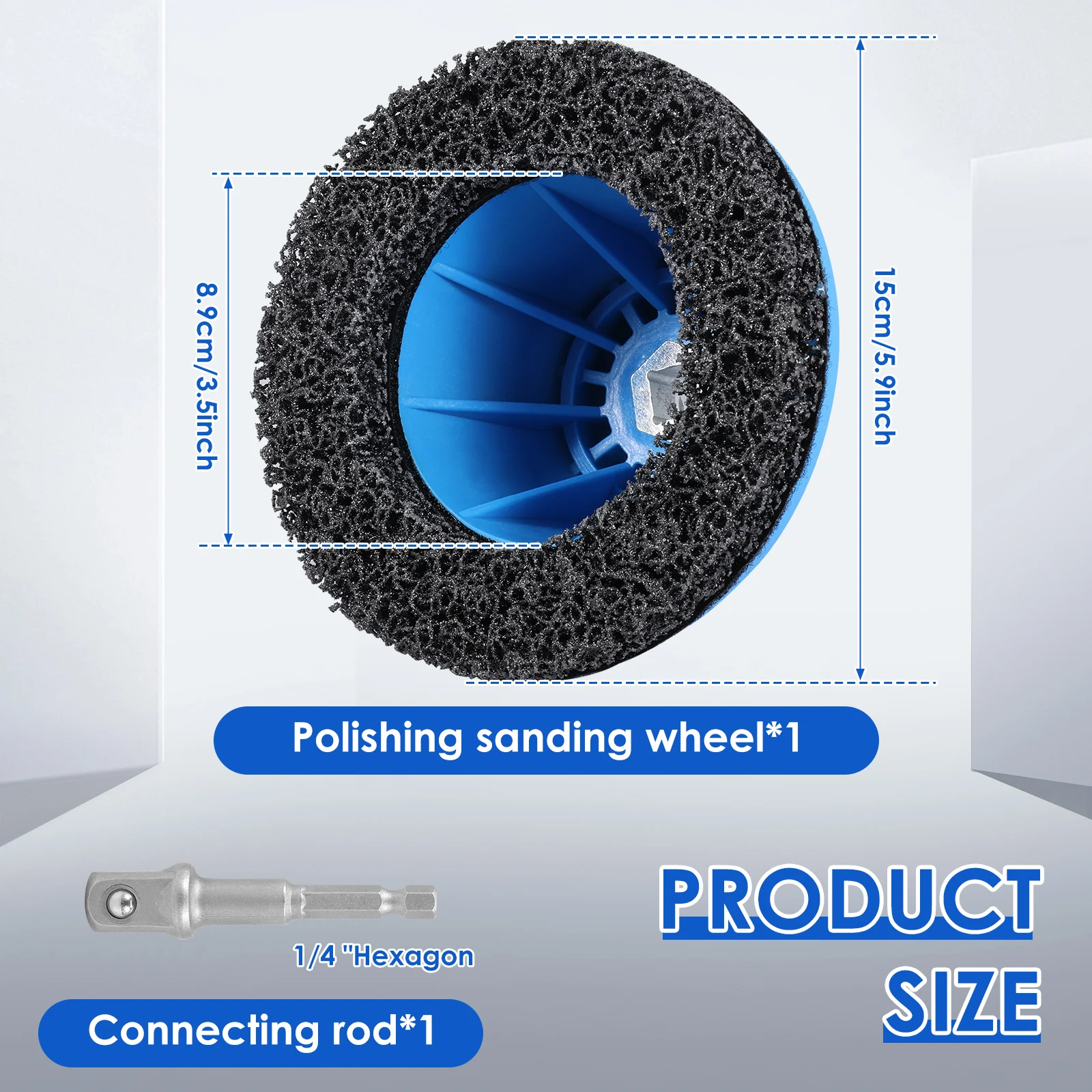 150mm Wheel Hub Cleaner Wheel Hub Grinder With Drill Adapter Round Plastic Cleaner Replacement Cleaning Tool for Car, Truck, Mot