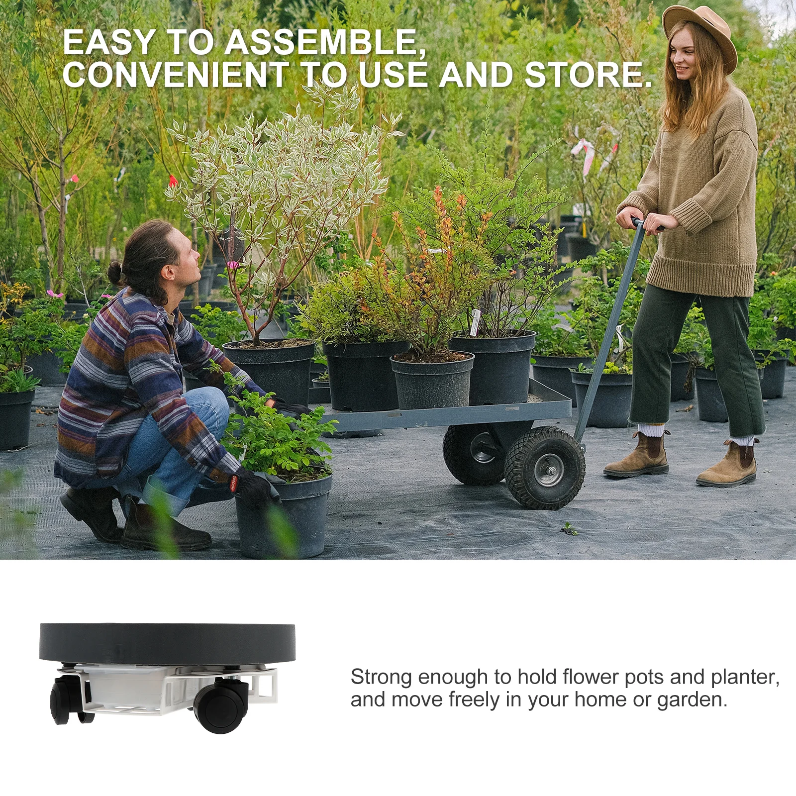 

Sturdy Plant Stand With Wheels Strong Planter Pallet Flower Pot Mover Thickened Plastic Plant Trolley For Indoor