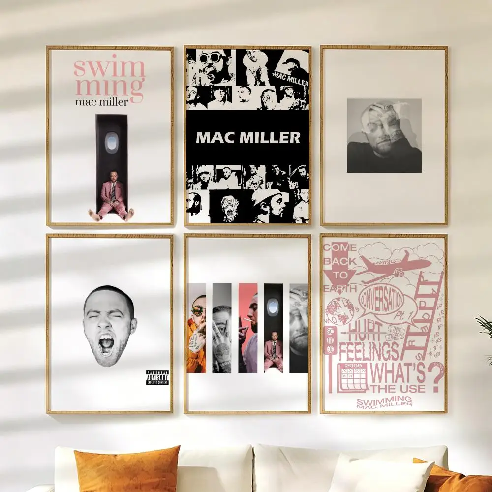 Rapper Mac M-Miller Poster Wall Stickers HD Painting Self Adhesive Art Decals for Bedroom Living Room Home Decor
