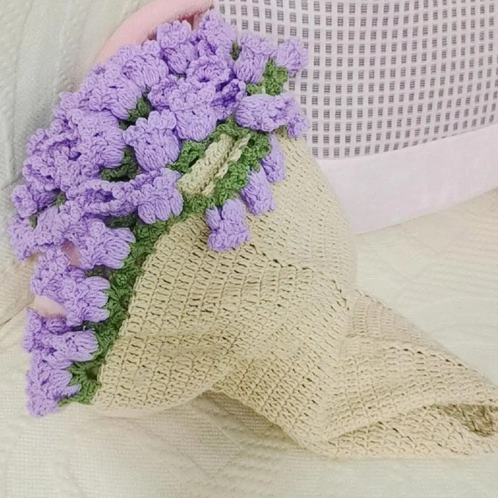 

Multifunctional Floral Design Blanket Crochet Bouquet Blanket Handmade Crochet Flowers Blanket Romantic Rose for Mother's