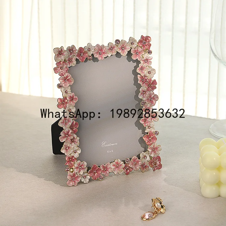 SLT European-style light luxury diamond-embellished photo frame, French floral design, high-end romantic creative