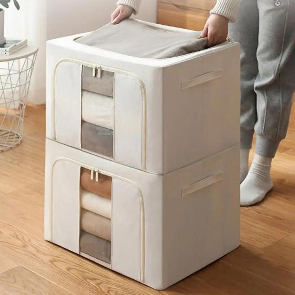 large-capacity-clothes-storage-bins-folding-steel-frame-pants-storage-box-dust-proof-with-window-clothing-sorting-box-bedding