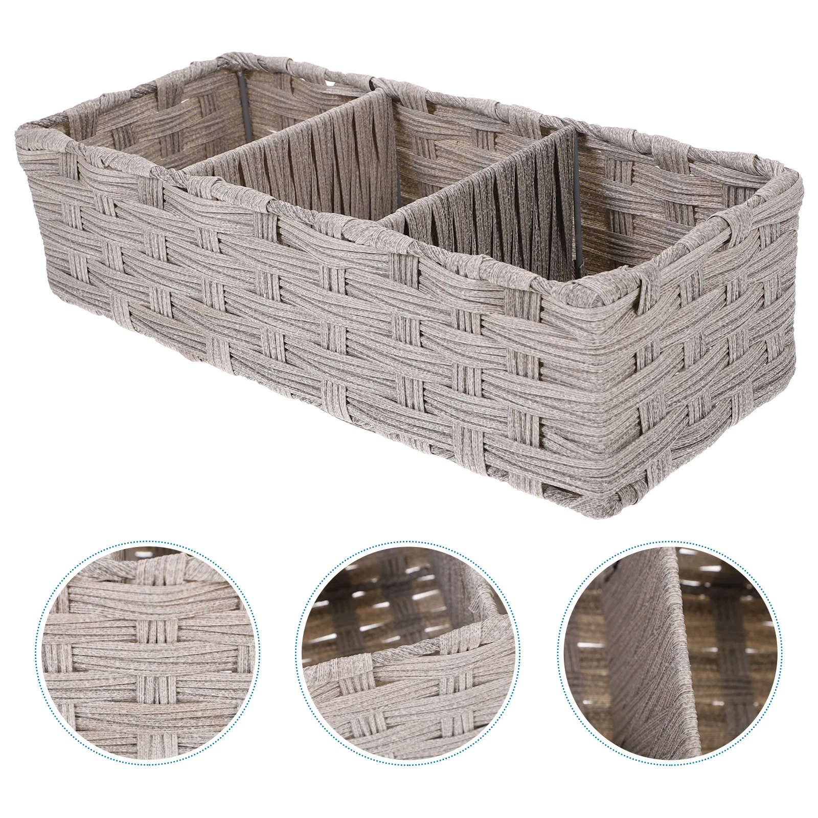 Grid Straw Storage Box Rectangular Desktop ganizer Lightweight Home Office Dorm Decorative Container Household