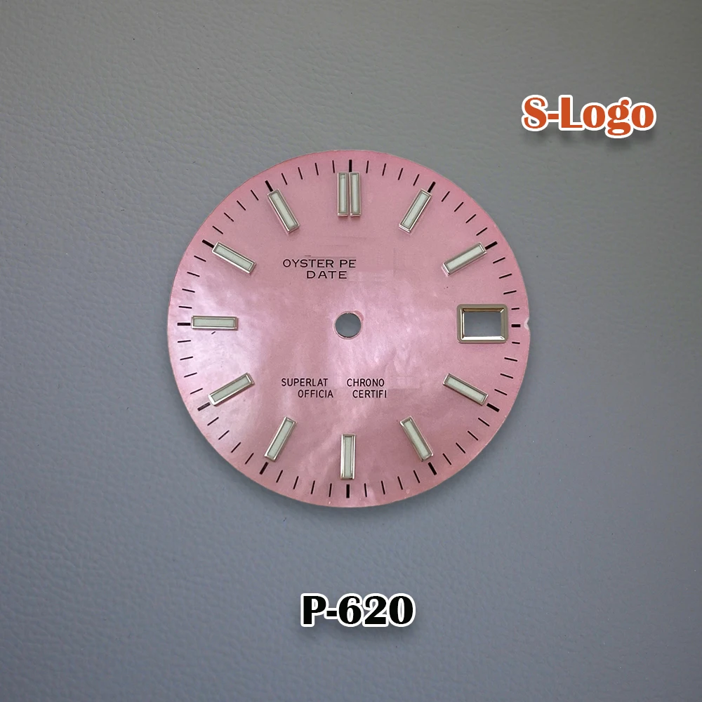 28.5mm S Logo NH35 Jou pearl shell NH35 Dial Fit NH36 Movement Green Luminous Watch Modification Accessories Repair tools