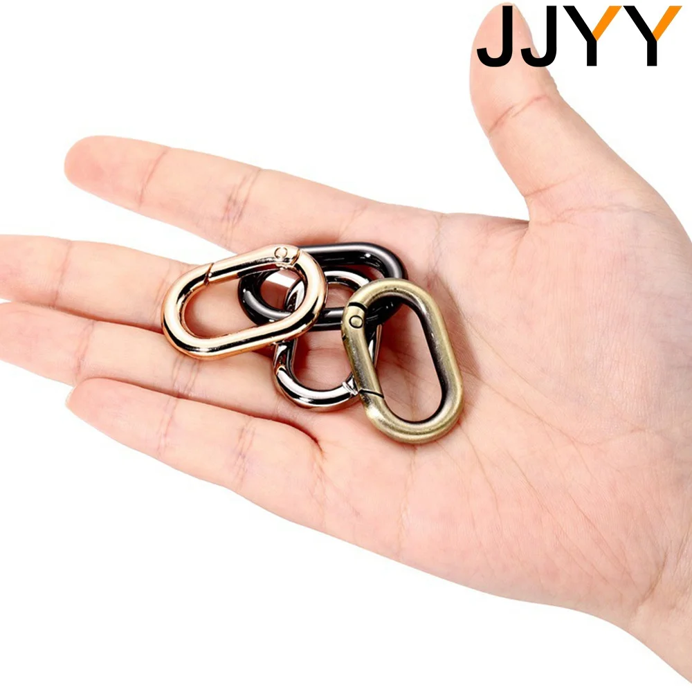 5Pcs Oval Ring Spring Clasps Openable Carabiner Keychain Bag Clips Hook Chain Buckles Metal Connector Multipurpose Accessories