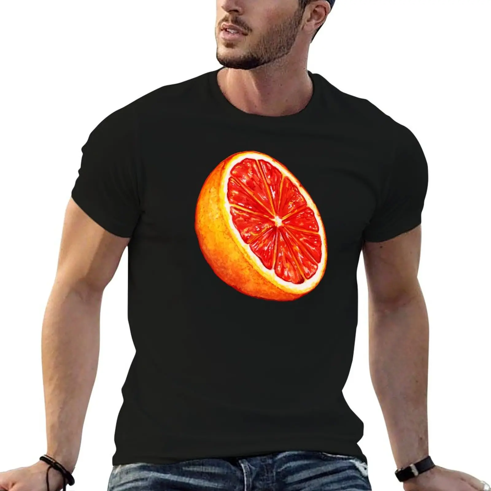 

men T-Shirt Black - for t man Grapefruit tshirt Pattern cotton shirts 100% g