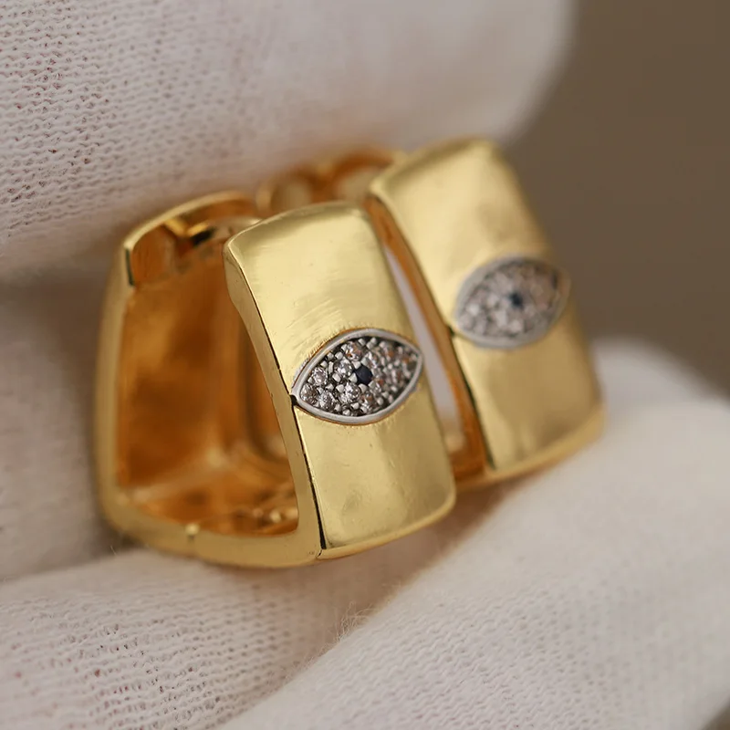 جديد البصر تصميم كريستال عيون وأقراط للنساء أزياء العلامة التجارية مجوهرات زركونيا الأقراط الحساسة #5