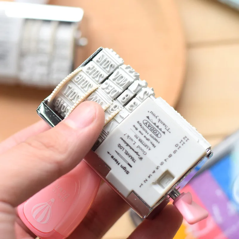 1PC Roller Date and Letters Stamp DIY Handle Digital Diary Rubber for Craft Planner Scrapbooking