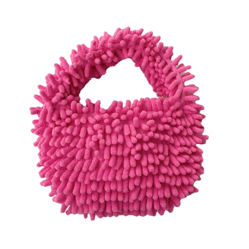 

Fashion Hot Girls Y2k Underarm Bag Candy Color Women's Faux Fur Purse Handbags Vintage Furry Ladies Shoulder Bags Casual Tote