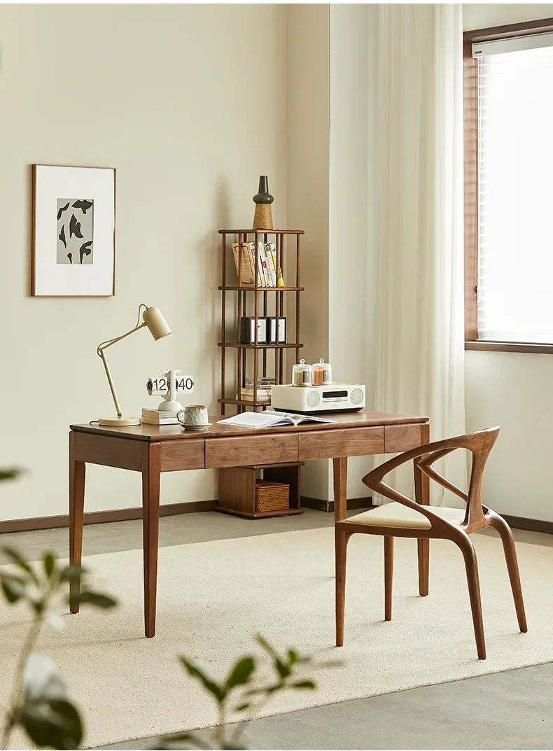 

A North American black walnut desk Nordic rectangular writing table household full solid wood table5556